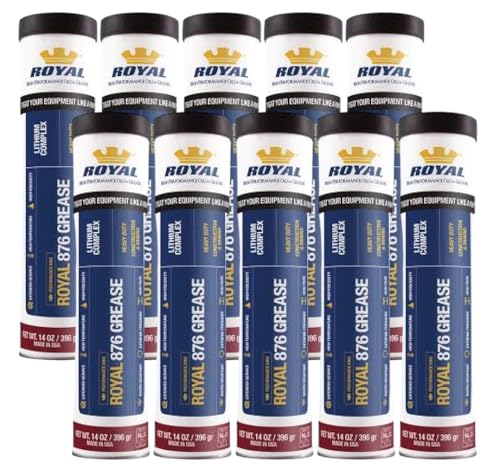 ROYAL 876 Lithium Complex #2 Grease, Heavy-Duty EP Grease for Construction, Mining, Automotive and Farming Equipment, Water Resistant, High Load Capacity, Made in USA, 14 oz Tube (Pack of 10)