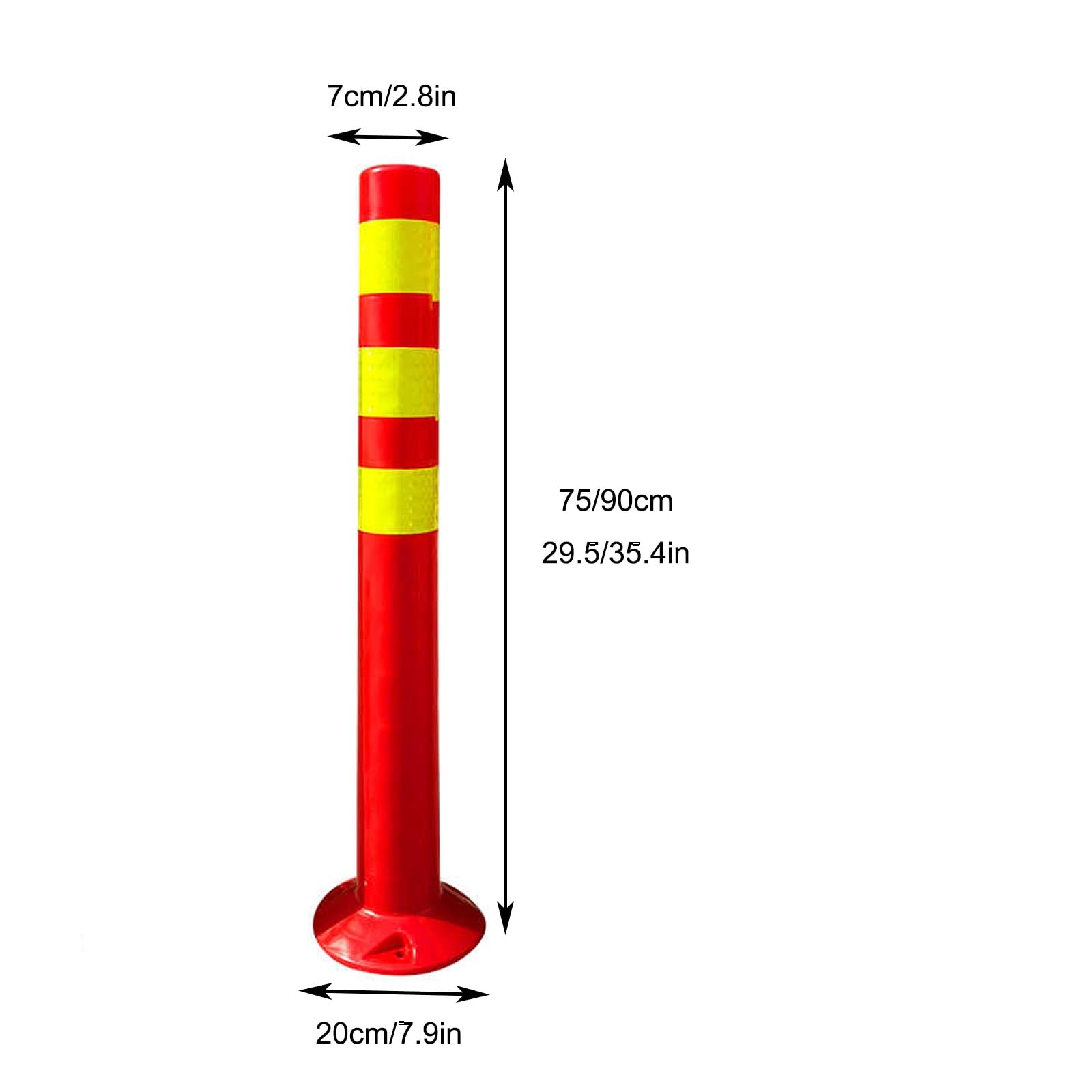 Paletto di sicurezza riflettente per parcheggio, barriera di arresto del traffico, 90 cm/35,4 pollici, rosso, 2 pezzi, per casa, garage, magazzino, decorazione stradale