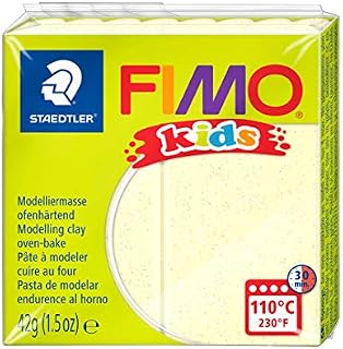 STAEDTLER 8030-106 FIMO Kids Soft Polymer Modelling Clay - Pearl Yellow (Single Block, 42g)
