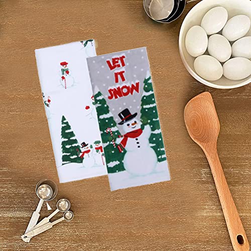 St. Nicholas Square Kitchen Hand Towels, Set Of 2, Winter Snowman Let It Snow Theme Cotton Dishtowels For Home Decorating #TOP7