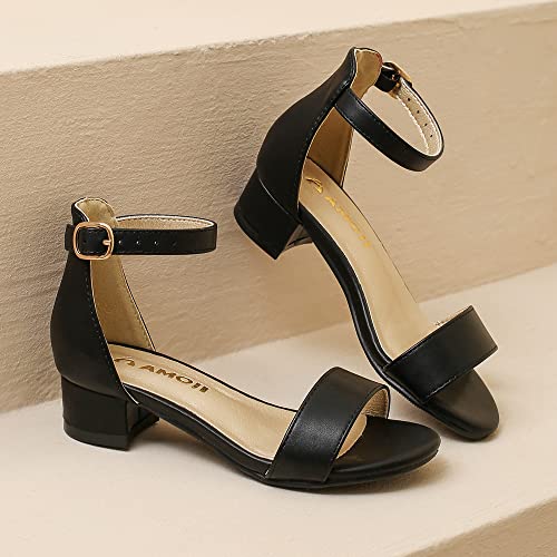 Amoji Girls High Heels Kid Ankle Strap Dress Shoes Wedding Party for Little Kid Big Kid 4124