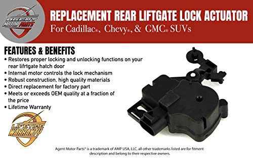 Rear Liftgate Hatch Door Lock Actuator - Compatible for Chevy Tahoe, Suburban, GMC Yukon, Denali, Cadillac Escalade 2000-2006 - Replaces 15250765, 15808595, 746015, 25001736 - Tailgate Lock Actuator - Thumbnail 3