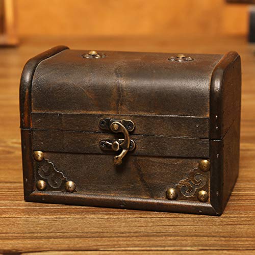 宝箱 小物 木製 宝箱 鍵付き アンティーク おしゃれジュエリーボックス インテリア小物 小物入れ アクセサリー 整理 収納盒(タイプA)