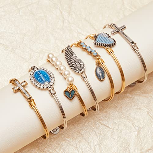 Luca + Danni Angel Wing Bangle Bracelet, Spiritual Jewelry Gift For Women, Girls, Wear As Single Or For Stacking - Brass Tone Size Regular Made In Usa #TOP4