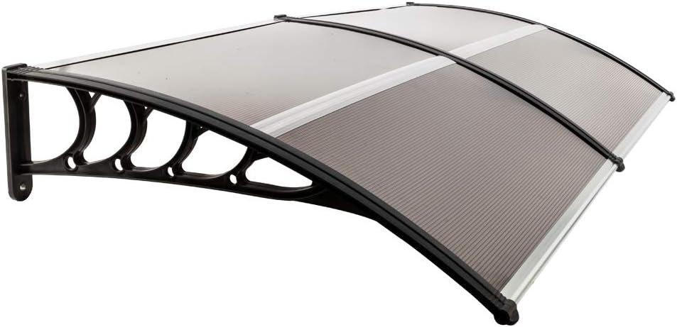 40"x 80" Polycarbonate Window Door Awning with Bracket Overhead Cover Front Door Outdoor Patio Canopy Sun Shettr,UV,Rain Snow Protection Hollow Sheet (Brown)