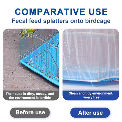 Vogelkäfig Abdeckung, Vogelkäfig Samenfänger,Schutznetz für Vogelkäfig, Einstellbar Vogelkäfig Abdeckung, Netz Weich Luftig, Abdeckung Rock Bewachen für Runde Quadratische Käfige, Weiß