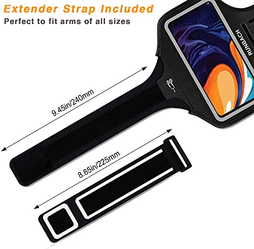 Runbach Running Armband For Samsung Galaxy A70/A60/A51/A50/A32/A30/A20/A10E/A10/A9/A9 Pro/M11/M21/M31,Sweatproof Running Exercise Bag For Samsung Phone Black #TOP1