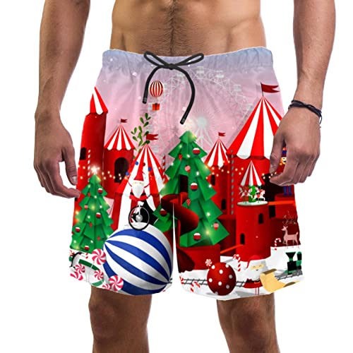 Maillots de bain pour hommes JDEZ short de plage paysage de Noël vêtement de bain respirant