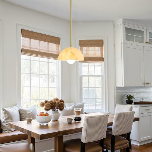 HAHZT Modern Pendant Light Fixtures: 10 Inch Resin Shade Mid Century Chandelier - Adjustable Gold Pendant Lighting for Kitchen Island Living Room Hallway 3 Packs by HAHZT - Used condition - Image 6