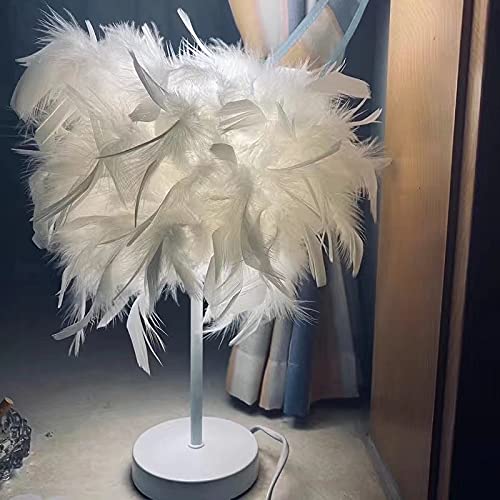 Mini Lampe De Chevet En Plumes Blanches Pour Chambre à Coucher