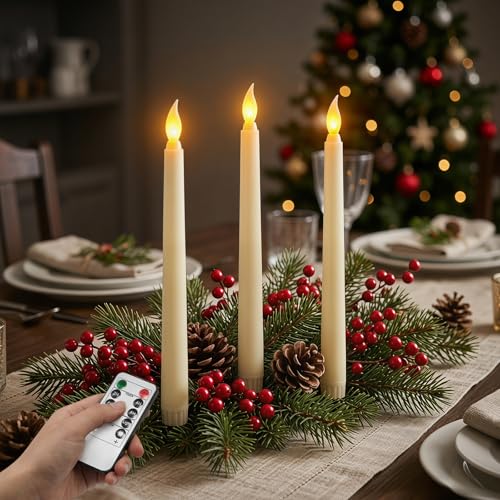 Image of Taper Candles, 9.9 Inches, 6 Pack6 Pack (Ivory&3)
