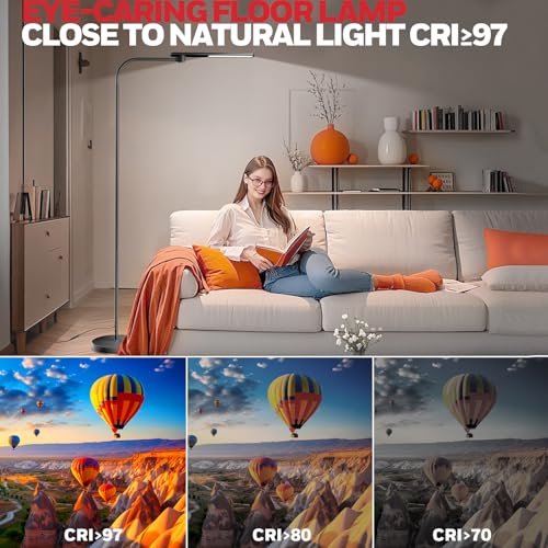 Image of Honeywell LED Floor Lamp for Reading CRI97 Full Spectrum Dimmable Gooseneck