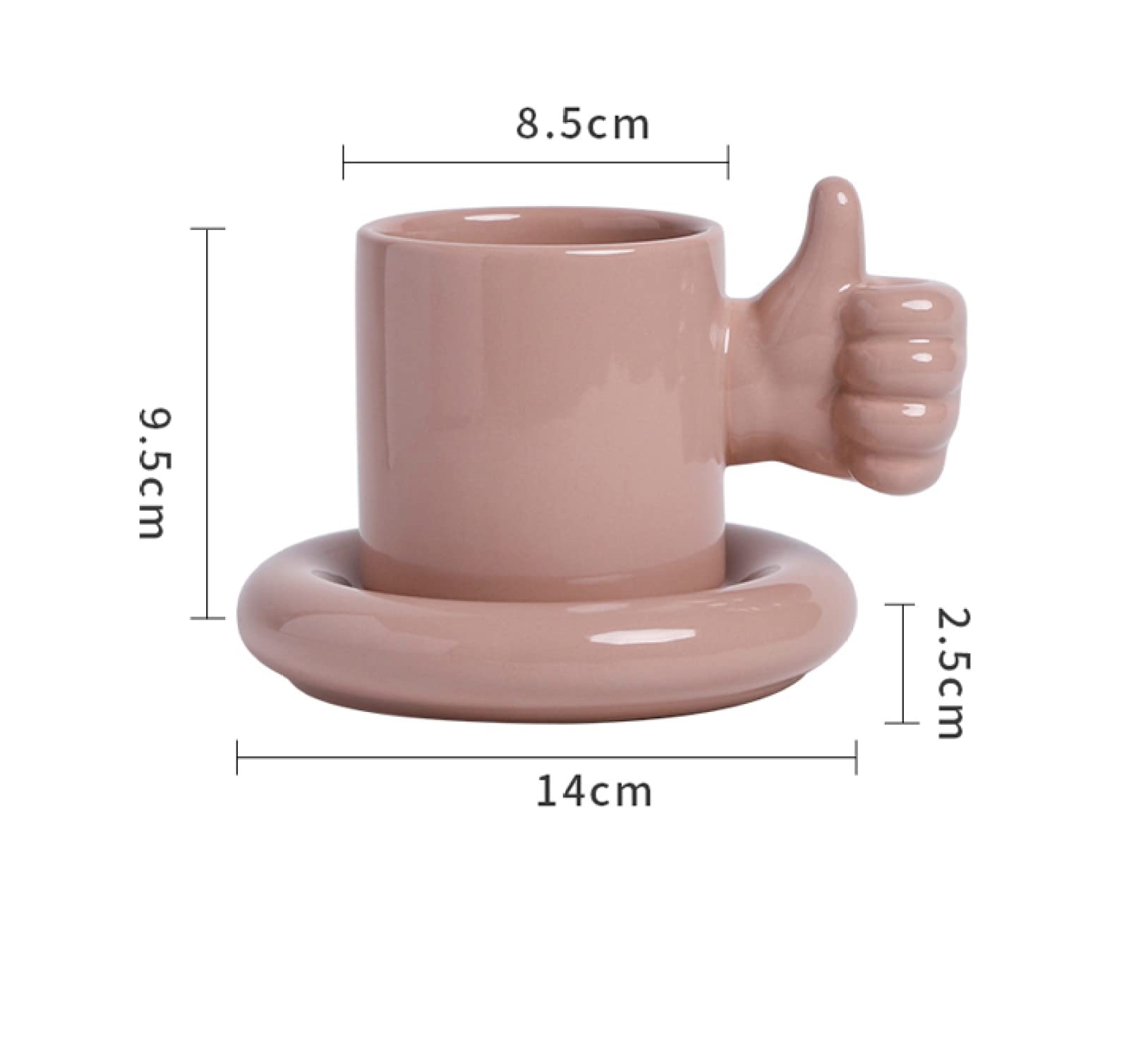 Tazza da caffè in ceramica Tazza da dito con pollice marrone e piattino Tazza da tè Tazza da caffè in ceramica Tazza Regalo per ufficio e casa