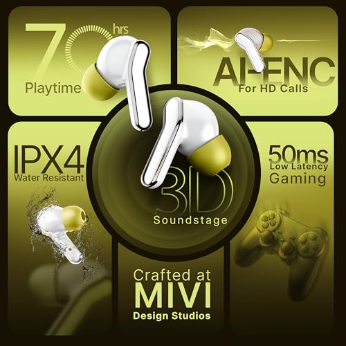Image of Mivi DuoPods Roar (New Launch) 13mm AAC Audio Tech | AI-ENC | Dual Mic | 5.3 Bluetooth Ear Buds | 70Hrs Battery | Fast Charge | IPX4 | Low Latency | Gaming Earbuds
