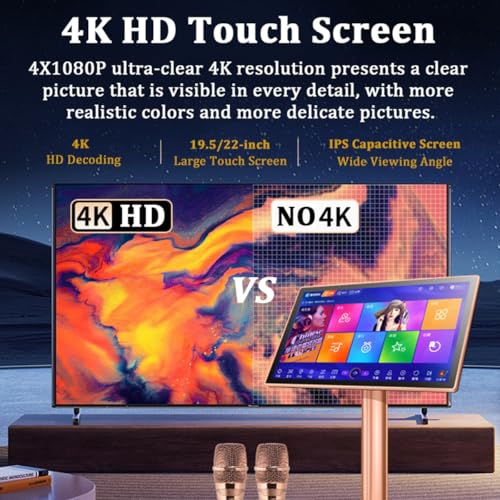 UWYTGF Karaoke Machine, 22 inch Capacitive Touch Screen Professional Karaoke Player with Wireless Microphone and 27 Languages ??Switch for Home Party Bar (White 8TB)