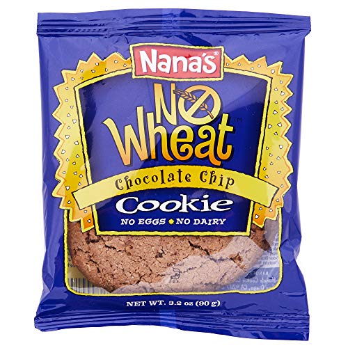 Nana’s No Wheat Chocolate Chip Cookies - No Eggs, Dairy or Wheat - 3.2 Oz Packages - Pack of 12 Vegan Cookies