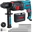 ENEACRO Martello Perforatore SDS-Plus, 6 Velocità Variabili con 4 Funzioni, Frizione di Sicurezza, Capacità di Foratura di 26 mm nel Calcestruzzo - Include 3 Punte, 2 Scalpelli e Cassette