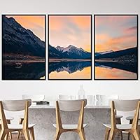 3 Piece Framed Canvas Wall Art Cool Lake Landscape Canvas Prints Home Artwork Decoration for Living Room,Bedroom - 16