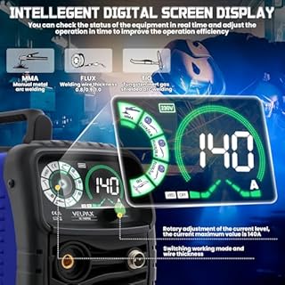 140A 230V MIG Welder Gasless, 3 in 1 Welding Machine Flux Core Welder, Portable Welder with IGBT Inverter, Smart Digital LED Dispaly and Welding Rods Flux Wires