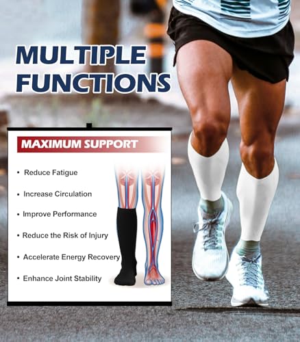 Breslatte Compression Socks for Women Men 10-14 mmHg Circulation Knee High Athletic Support Socks Running Travel Daily3