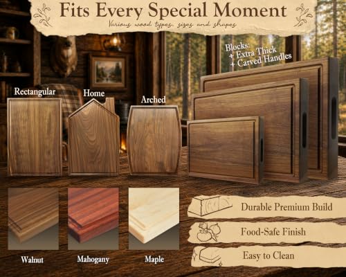 Tabla de cortar rectangular de madera dura con diseño Rustic Elk miniatura 6