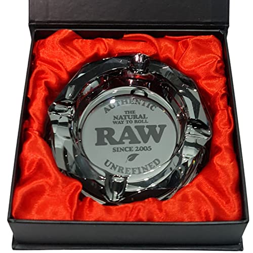 Zactly Exklusiver RAW Glas-Aschenbecher, achteckig geformt, dekorativ, tragbarer Aschenbecher, moderner, schöner Schreibtisch-Aschenbecher mit weichem Boden, wird in einem ansehnlichen und eleganten