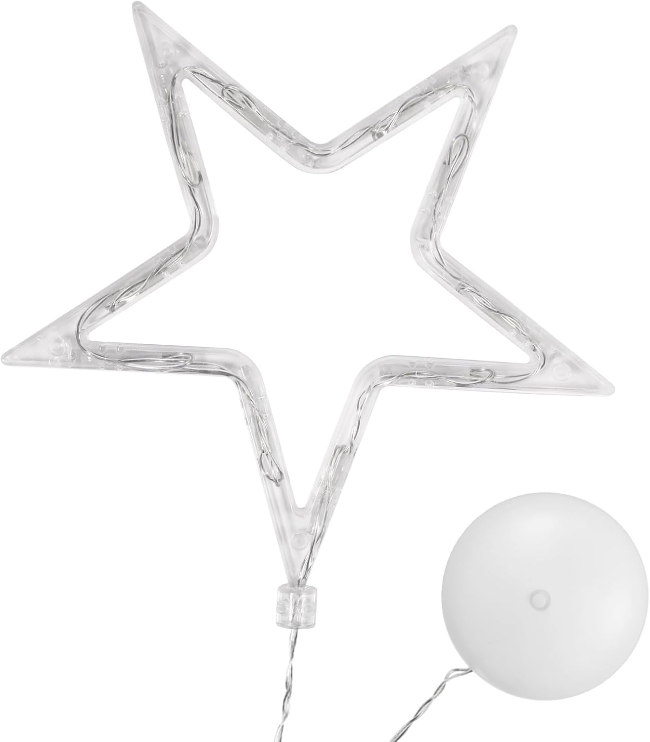 10 Christmas LED Suction Cup Hanging Ceiling lamp Battery Operated Christmas Window Lights Light up Star Window Hanging LED neon lamp Colored Lights White Fairy