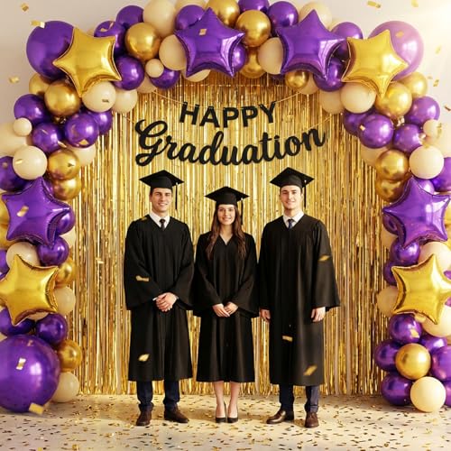 Purple Gold Star Foil Balloons, 10PCS Foil Stars Shape Balloons, 18 Inch Metallic Purple and Gold Stars Balloon Pentagram for Helium for Birthday, Carnival, New Years, Graduation Party Decorations by Biapian - Used condition - Image 6