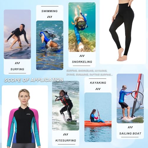 Chaqueta y pantalones de neopreno para mujer Wetsuits 2mm y 3mm, manga larga, para natación, surf, buceo y esnórquel, talla XXL miniatura 2