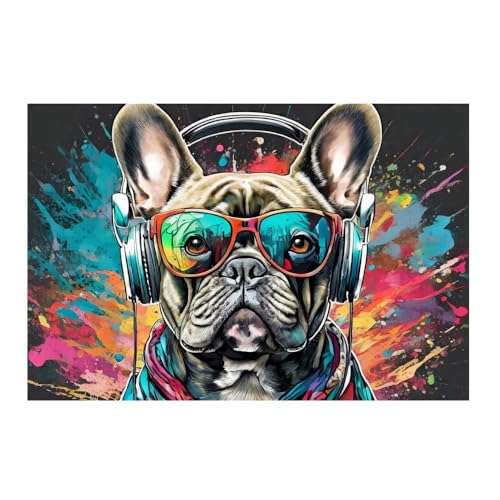 Poster graffiti bouledogue coloré GAEKKO tableau mural 50x50 cm sans cadre léger