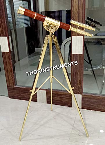 Brass Nautical Double Barrel Telescope Decorative Floor Standing Tripod For Gift Rustic Vintage Home Decor Gifts #TOP3