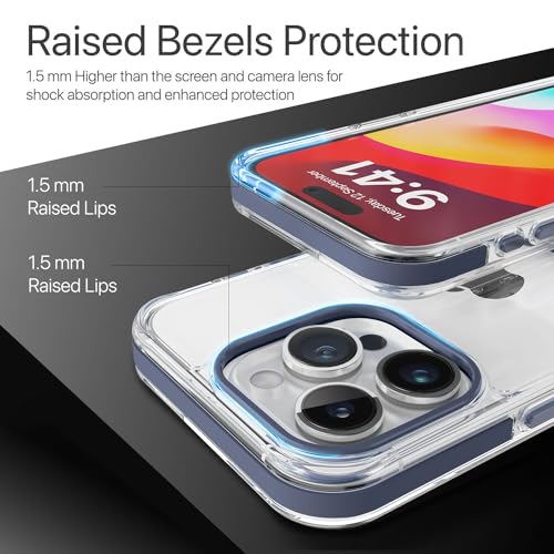 Image of Vaku Luxos Apex Series Back Cover Case for iPhone 15 Pro Max Metal Frame Camera Bump Scratch Resistant Slim Thin Military-Grade Protection - Blue