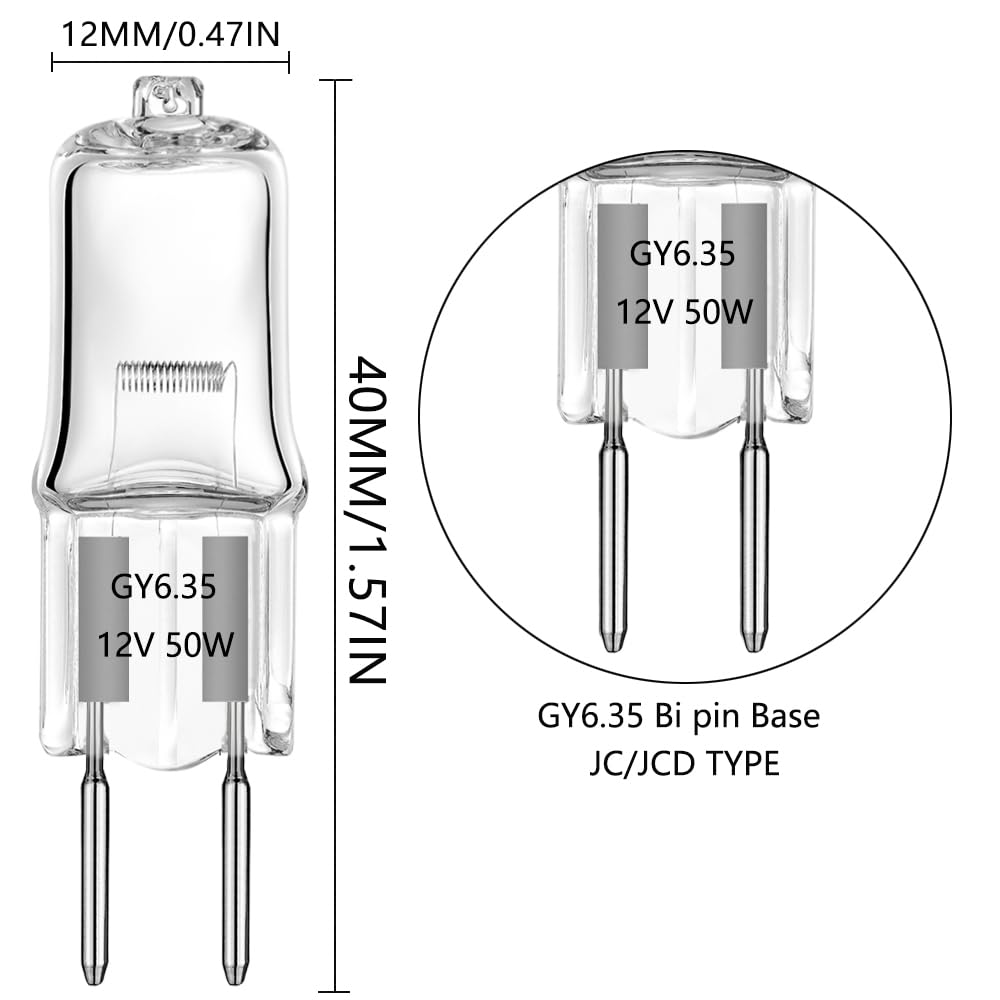 VINBE 50W GY6.35 Halogen Light Bulb, T3, Bi-Pin Bulb for Under Cabinet Lights Landscape Lights, Wall Sconces, Track Lighting - Image 2
