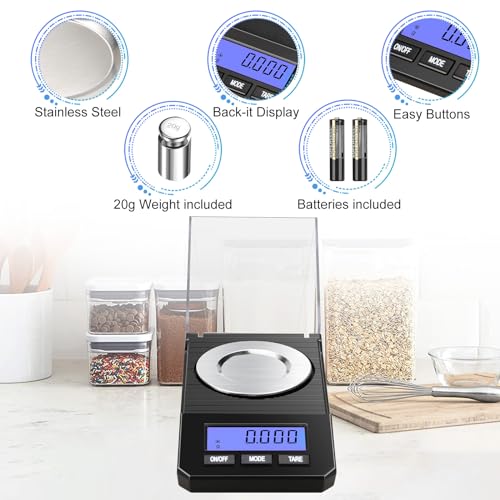 milligram scale 50g0001g high precision mg scale portable jewelry scale 001 gram accuracy powder scale digital miligram scale for powder medicine with traytweezerscalibration weight