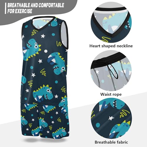 Little Dinosaurs Stars Boys Conjunto de uniforme de basquete sem mangas para treinamento 5T PP, Pequ