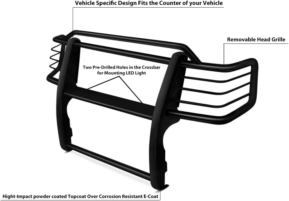 Black Horse Grille brush Bumper Guard Modular Black Compatible with 1999-2002 Toyota 4Runner-17TN23MA