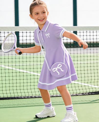Move Dance Little Girls Sporty Dress Size 6-7 Purple Sundress with Bag - image 4