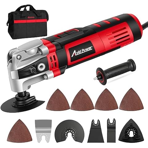 AVID POWER Oscillating Tool, 3.5-Amp Oscillating Multi Tool with 4.5° Oscillation Angle, 6 Variable Speeds and 13pcs Saw Accessories, Auxiliary Handle and Carrying Bag Cover