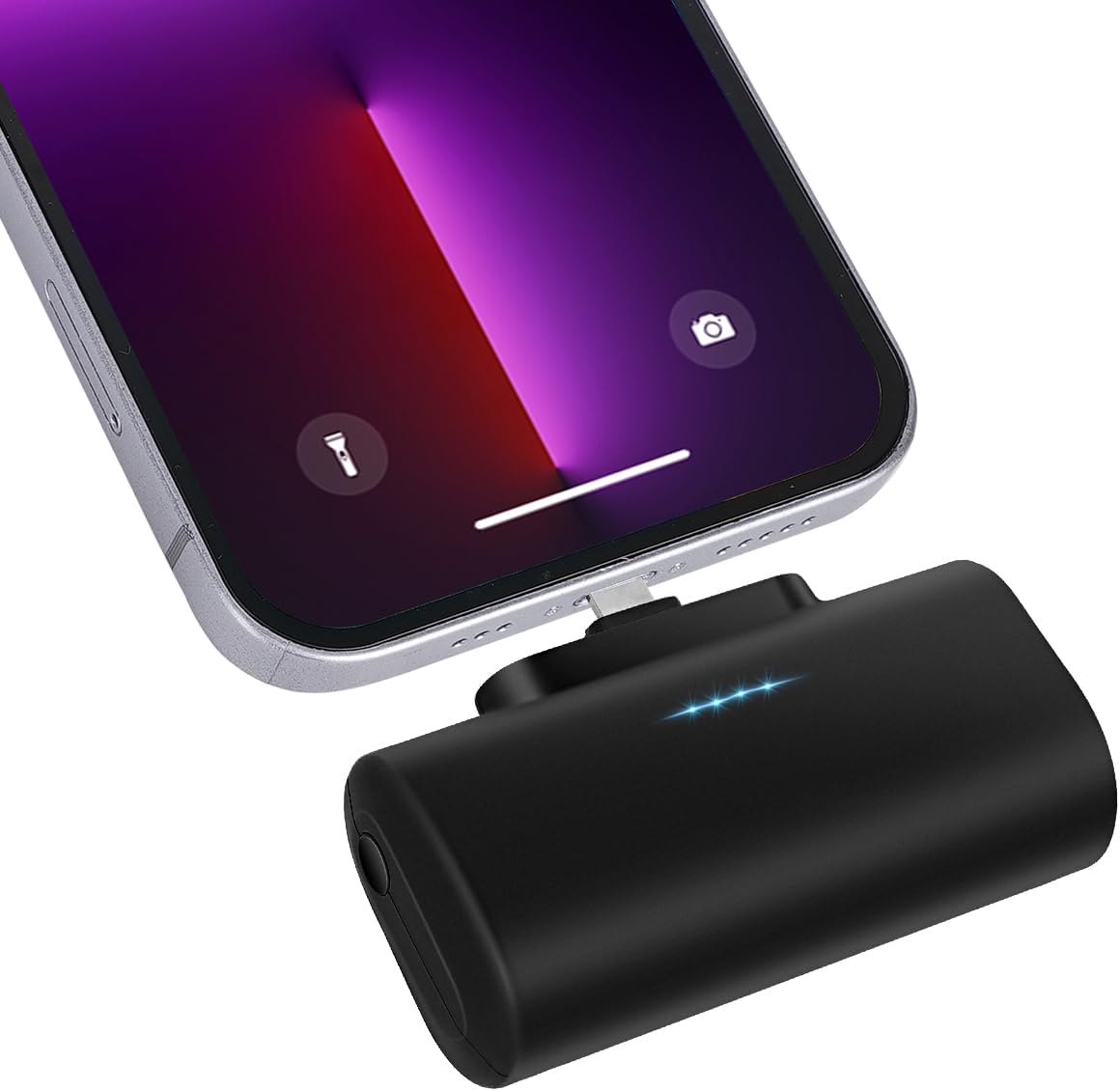 Mini Portable Charger Power Bank for iPhone and Android Phone, 2 in 1 Two Charge Connectors Upgraded 5000mAh Battery Pack Compatible with iPhone Series, Samsung S23/S22 (Black)