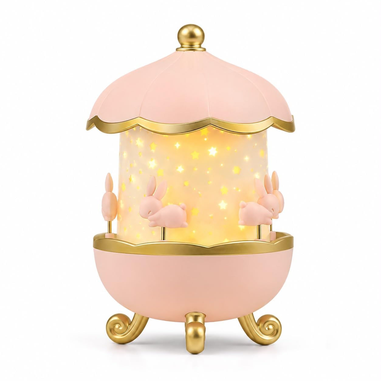 Bunny's Carousel Night Light Projector, Star Projection Lamp | 6 Colour Options, Rotating Carousel, Kids Room Decor, Star Projector, Magical Warm Light-image-39