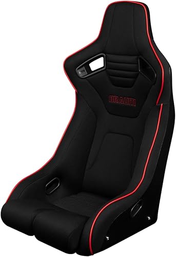 BRAUM - Par de asientos de carreras de cuero sintético rojo serie ELITE-R con costuras negras y ribetes (BRR1R-RDBP)