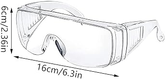 Safety Glasses Over Glasses Goggles Protective Eyewear for Work Anti Fog Eye Protection with Clear Vision, Scratch & UV Resistant Safety for Men Women Lab Clear 3 Pack
