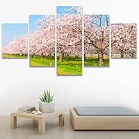 SIGNWIN 5 Panel Canvas Wall Art Modern Art Multicolor Nature Photography Relax/Calm Romantics Waterfall for Home Decorations Ready to Hang - 60