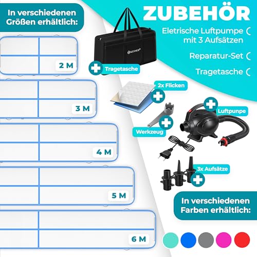KESSER® Turnmatte Aufblasbar Airtrack 500x100x10 (Blau) - 7