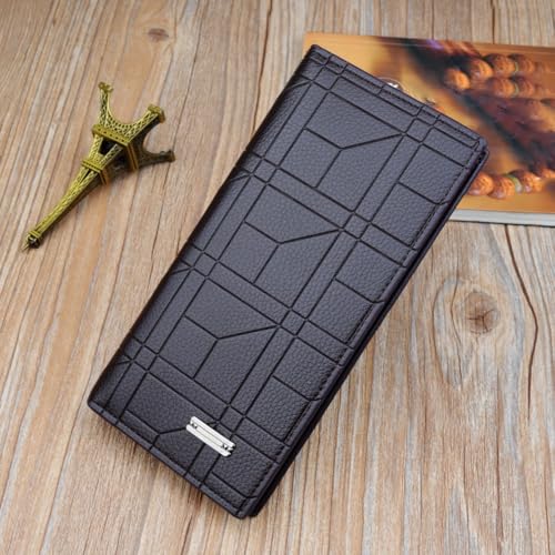 Embossed Bag Soft Portable PU Large Capacity Wallet Geometric Pattern Men's Wallets(Black)4