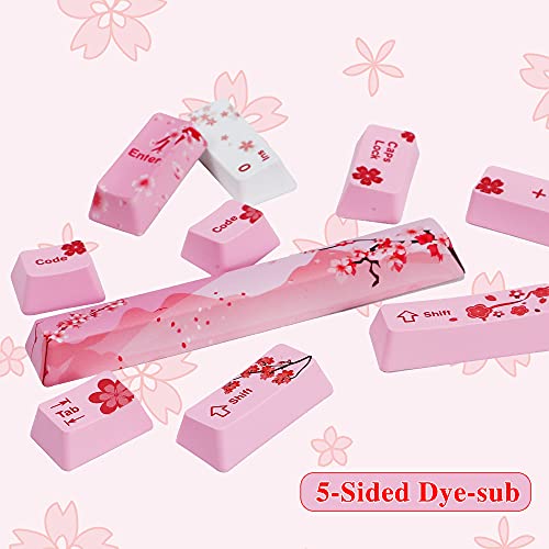 Image of GTSP 104 Japanese Keycaps, Cute Anime Key caps 87 Custom Gaming keycap Set of Dye Sublimation OEM Profile for Cherry Mx Gateron Kailh Switch, for GK61 /GK64 /RK61 /Anne 60% Mechanical Keyboard (Sakura)