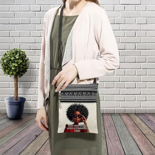 African American Messenger Bag Small Ethnic Pattern Printed Adjustable Strap Crossbody Zipper Pouch Afro Inspiring Phone Organizer Wallet Cute Shoulder Handbag for Black Women3