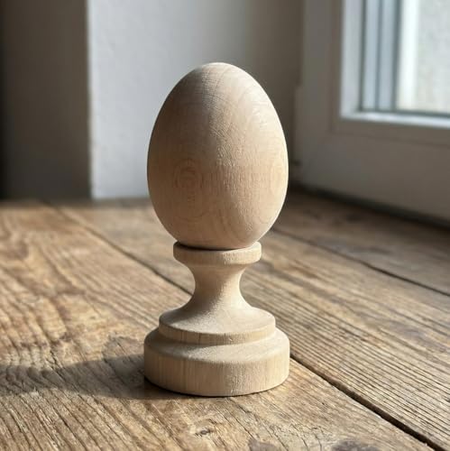 Huevos de madera de 6 cm para decoupage con base estable de 3,5 cm para manualidades creativas 3