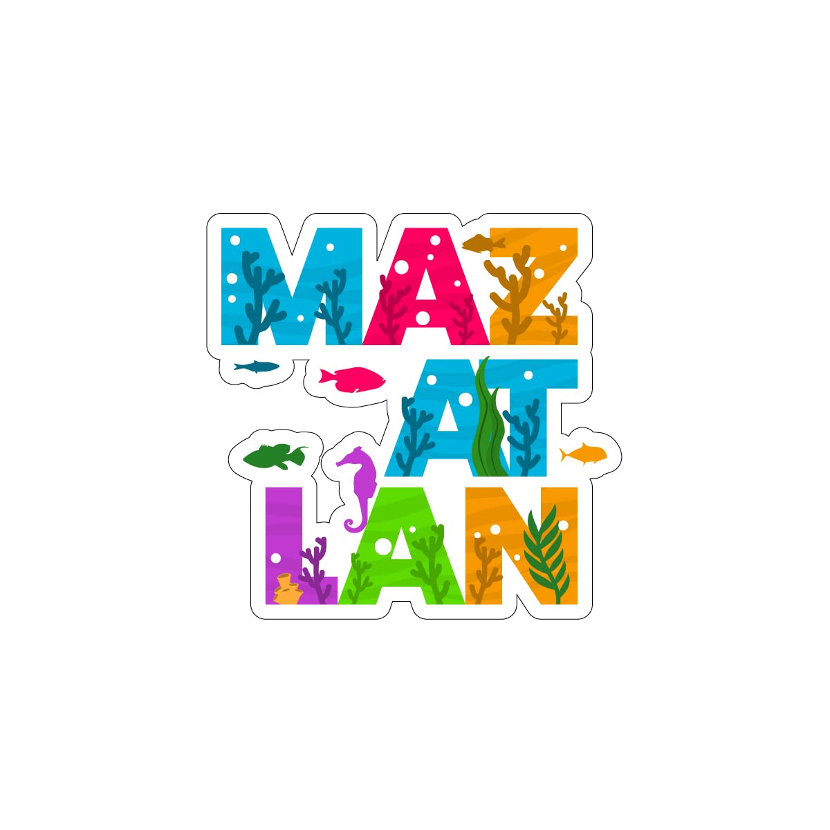 Mazatlan Outline, Mexico, 3 inch Sticker, S565 (Waterproof Vinyl Decal for Car, Water Bottle, Laptop, iPad, Window, Cooler, Luggage, Bumper, Toolbox,