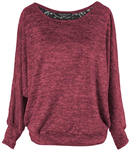 Emma & Giovanni - Pullover Mit Spitzenrücken, Loose Fit - Damen (Bordeaux, L-XL) Cover